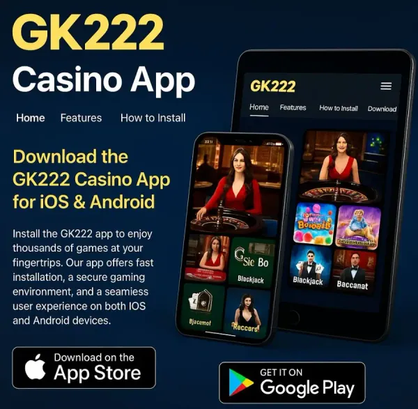 উজ্জ্বল স্লট মেশিনের পাশে এক স্টাইলিশ নারী, যেখানে জ্বলে উঠছে ‘সেভেন’—যা GK222–এর শীর্ষ স্লটগুলোর বৈচিত্র্যকে উপস্থাপন করে।